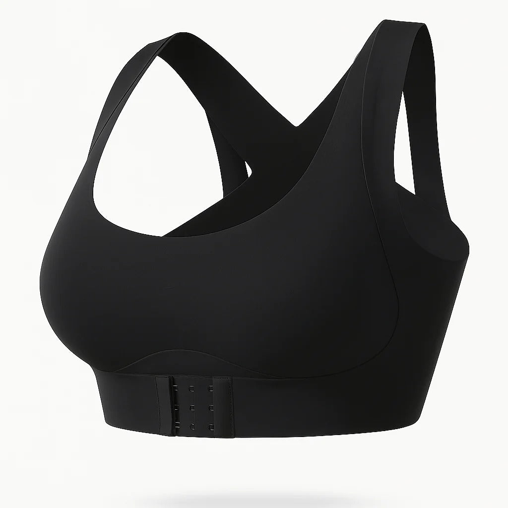 Womens Postural Correction Wireless Sports Bra, Full Coverage Breathable Yoga Bra with Non Removable Cups