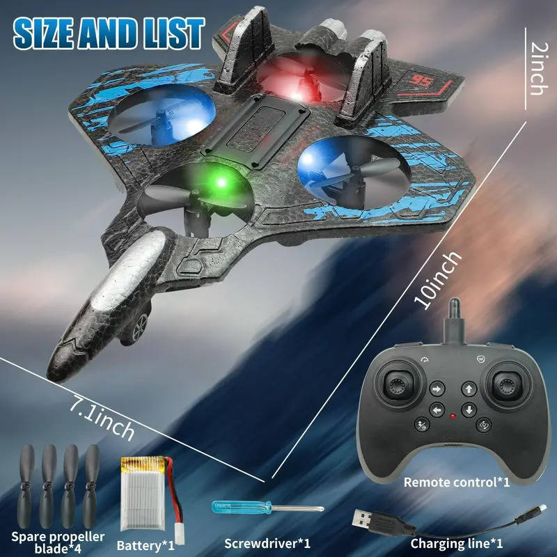 RC Jet Plane Toy, High Speed Stunt Airplane with Remote Control, 360° Flips and LED Lights, Durable Foam Flyer for Kids