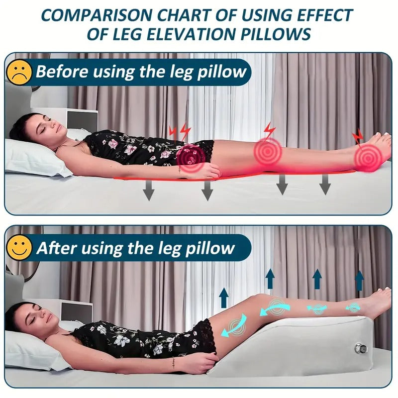 Inflatable Leg Elevation Pillow for Circulation, Soft Wedge Cushion for Swelling Relief