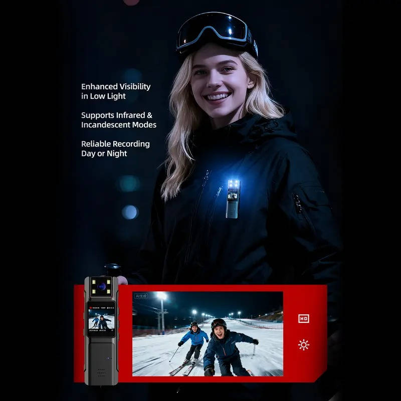 Compact 1080P HD Body Camera with 180° Rotatable Lens, Portable Wearable Video Recorder with Night Vision, Motion Detection and Wide Angle Recording