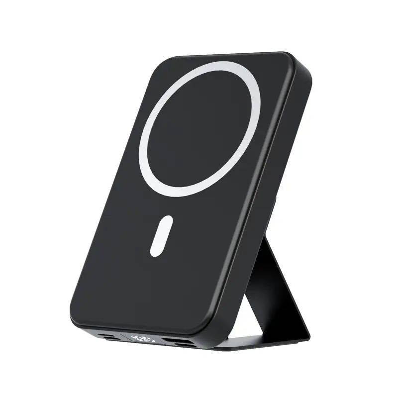 Magnetic Power Bank 10000mAh, Wireless Portable Charger with USB C Cable, LED Display and Foldable Stand for iPhone 17/16/15/14/13/12 Series