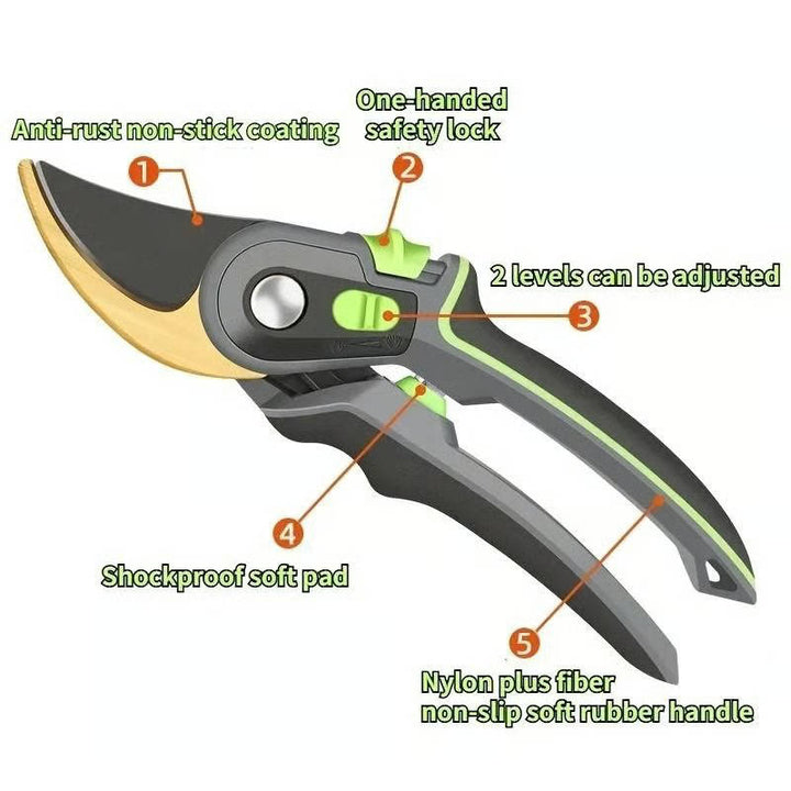 Professional Pruning Shears for Gardening, Cuts 4X Easier with Ultra Sharp SK5 Steel Blade