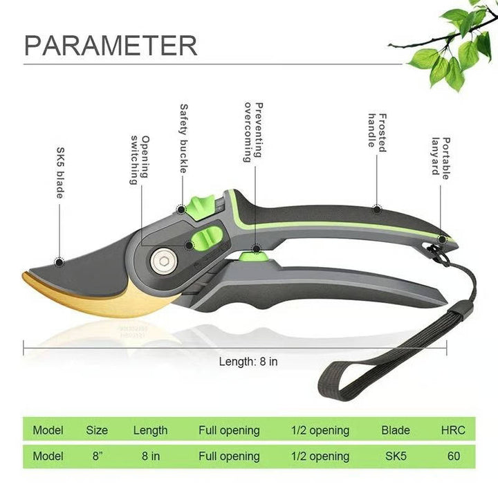 Professional Pruning Shears for Gardening, Cuts 4X Easier with Ultra Sharp SK5 Steel Blade