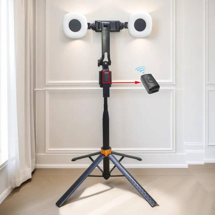 360° Smart Face Tracking Tripod with Dual Fill Lights, Rechargeable Selfie Stick Tripod for Vlogging and Live Streaming, Auto Tracking Phone Holder