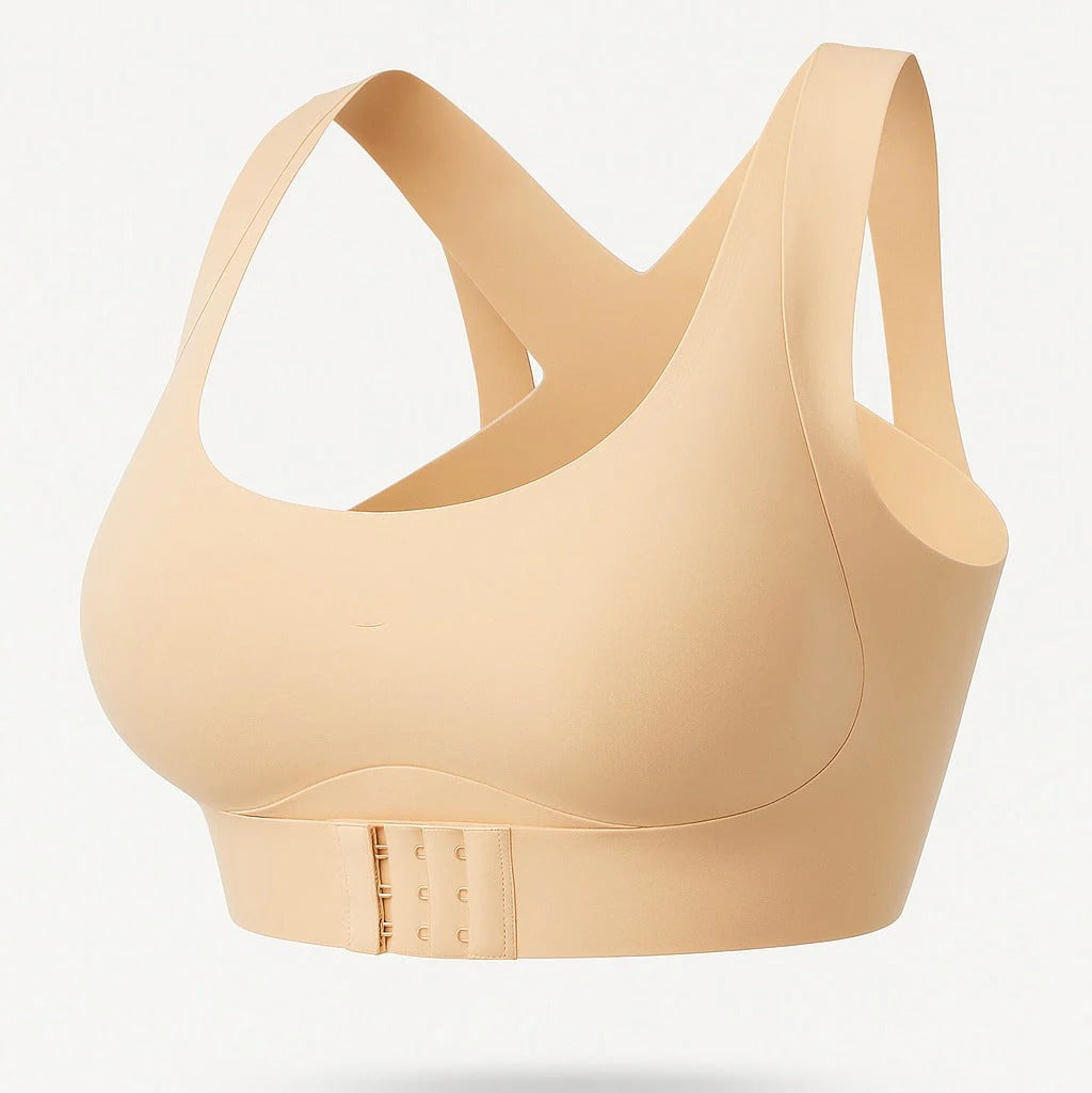 Womens Postural Correction Wireless Sports Bra, Full Coverage Breathable Yoga Bra with Non Removable Cups