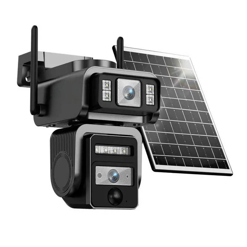 Outdoor Solar CCTV Security Camera with Automatic Tracking, Dual Lens Wireless Security System, 1080P HD, Two Way Audio and IP66 Waterproof
