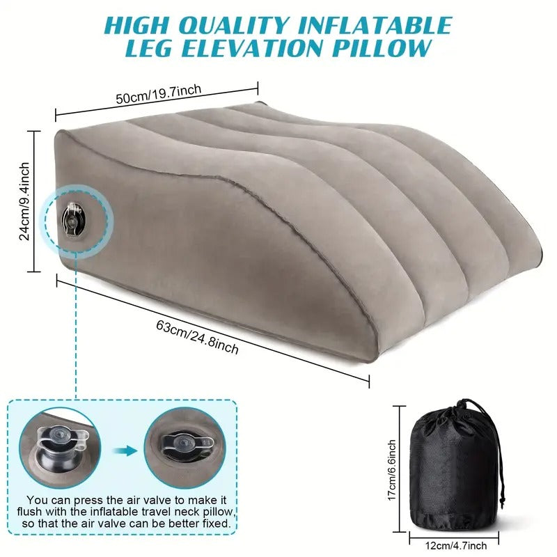 Inflatable Leg Elevation Pillow for Circulation, Soft Wedge Cushion for Swelling Relief
