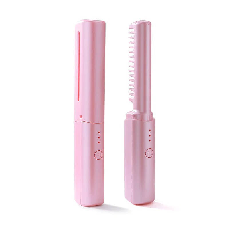 Portable Ceramic Hair Comb, Cordless Straightening Brush for Frizz Free Shine, Anytime Hairdressing Styler