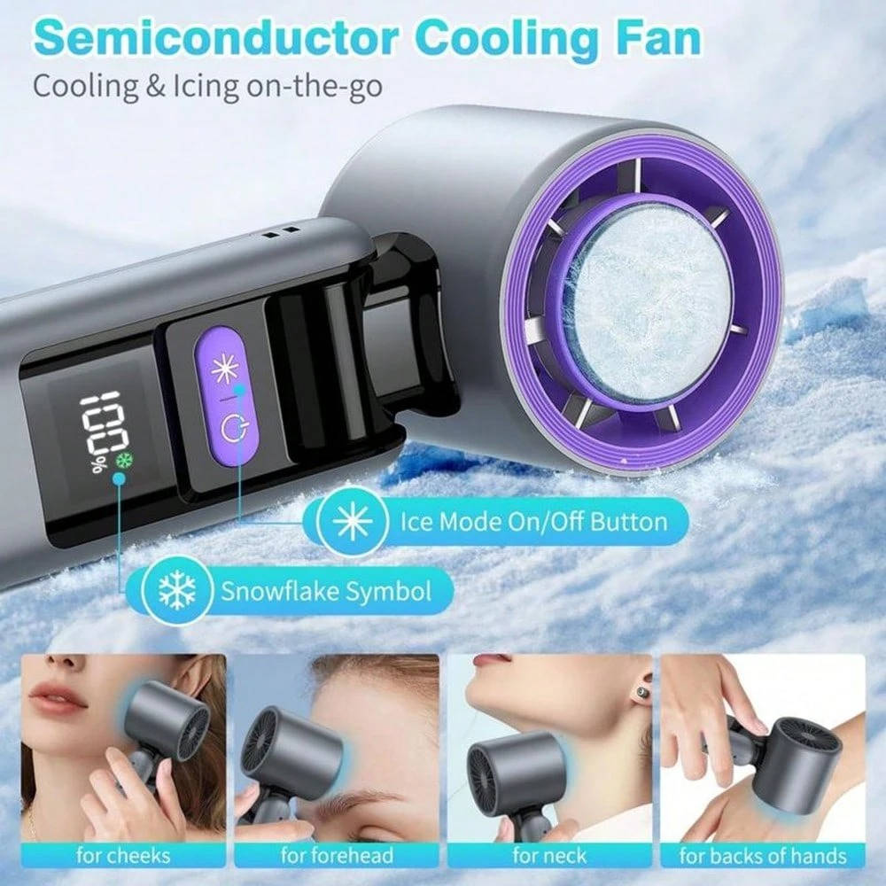 3 in 1 Portable Handheld Fan, Mini Turbo Air Cooling Fan with Flashlight, Rechargeable Personal Fan with LED Battery Display
