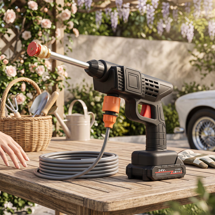 Cordless Pressure Washer 380 PSI with Foam Soap Kettle and Dual 24V Batteries