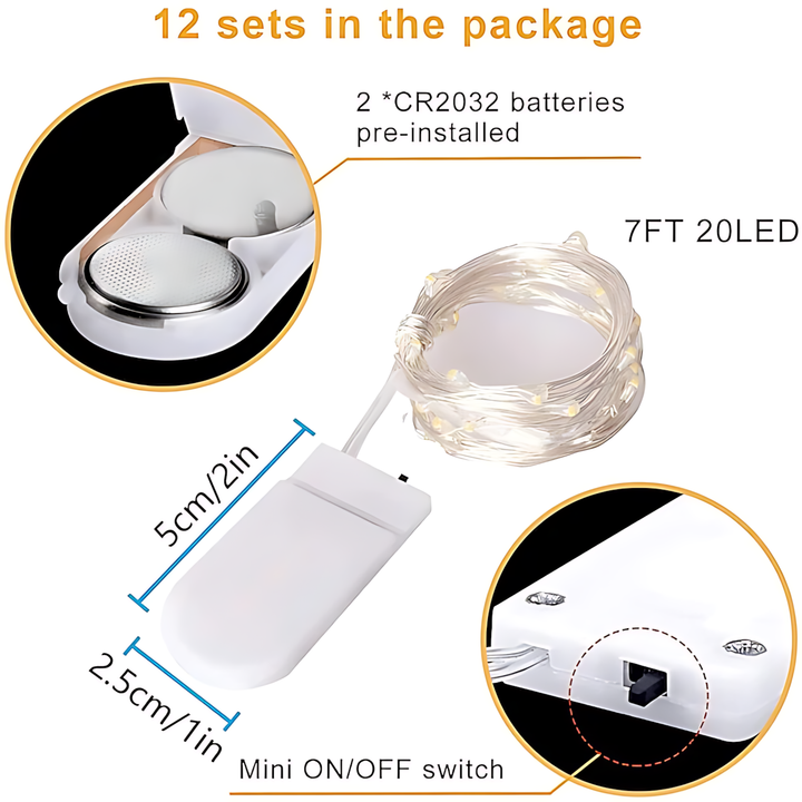 100 Pack Waterproof Mini LED Fairy String Lights with Flexible Silver Wire for Weddings and Party Decor