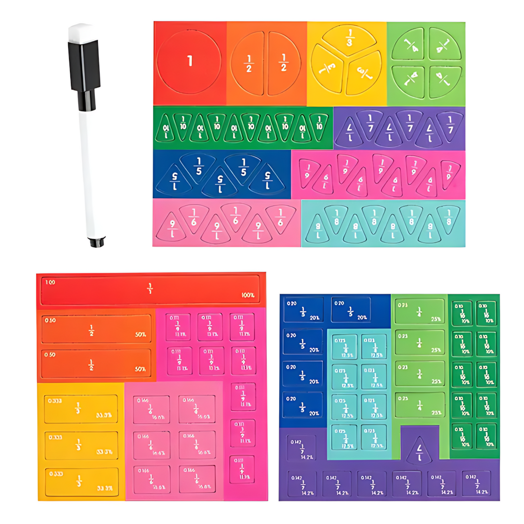 Fraction Learning Book with Magnetic Pieces and Visual colour Display