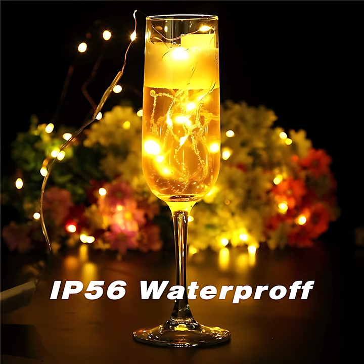 100 Pack Waterproof Mini LED Fairy String Lights with Flexible Silver Wire for Weddings and Party Decor