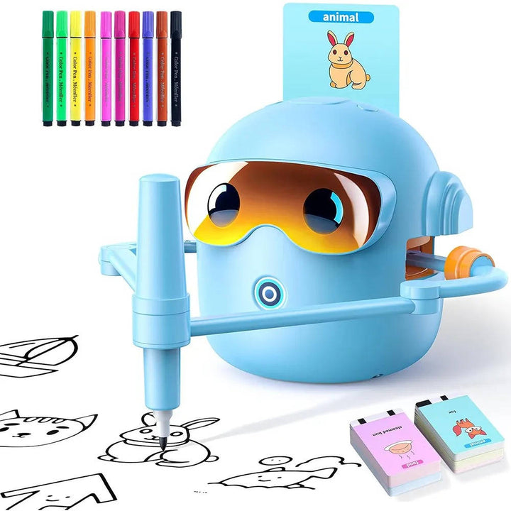 Drawing Robot with 100 Cards and Markers Voice Interactive Art Toy Ages 3 and up