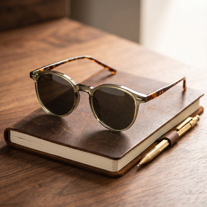Round Tortoiseshell Sunglasses with Polycarbonate Frame and Retro Design