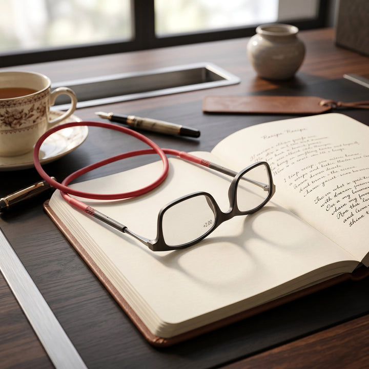 Bifocal Eyeglasses with Magnetic Closure and Hanging Neck Cord