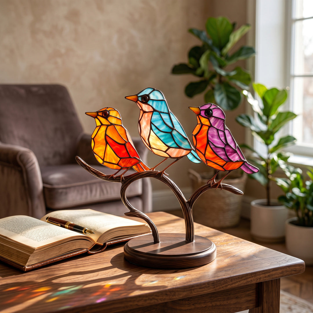 Light Reflecting Bird Window Ornament with colour Scatter Design