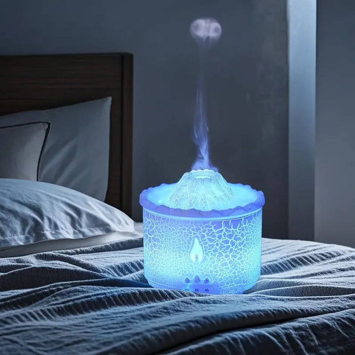 Portable Aromatherapy Oil Diffuser with Night Light, Simulated Volcano Design