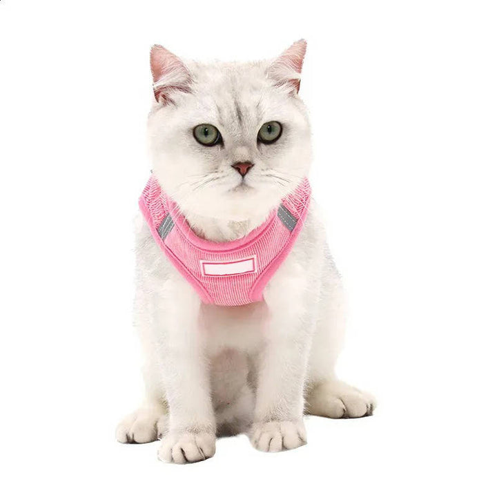 Reflective Corduroy Dog Harness and Leash Set, Breathable Chest Strap Walking Set for Small and Medium Pets