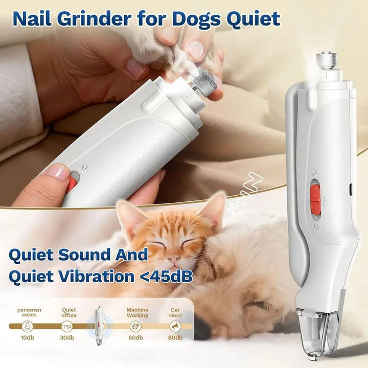 2 in 1 Electric Nail Clipper and Grinder for Dogs and Cats of All Sizes, LED Light, Painless, Low Noise, Safe