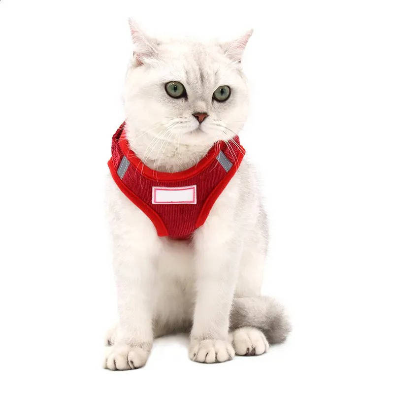 Reflective Corduroy Dog Harness and Leash Set, Breathable Chest Strap Walking Set for Small and Medium Pets