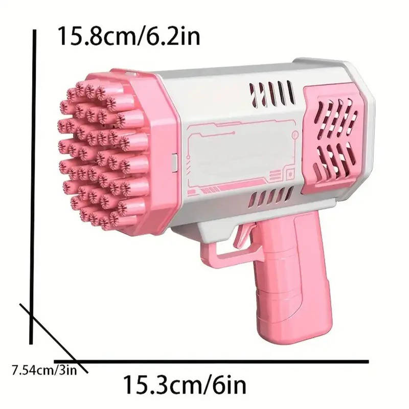 40 Hole Automatic Bubble Gun with LED Lights, Gatling Style Bubble Blower Toy for Kids 3 and up, Outdoor Party Play