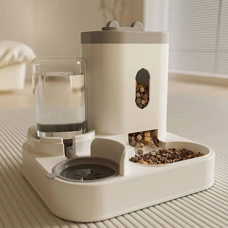 Automatic Cat Water Dispenser with Integrated Food Bowl for Dogs and Cats