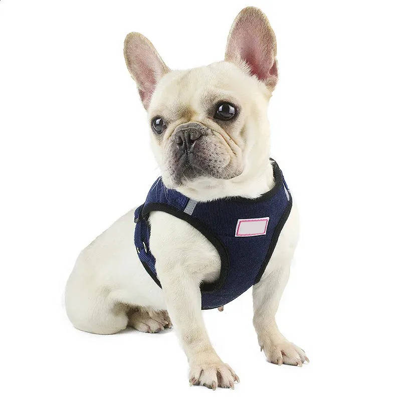 Reflective Corduroy Dog Harness and Leash Set, Breathable Chest Strap Walking Set for Small and Medium Pets