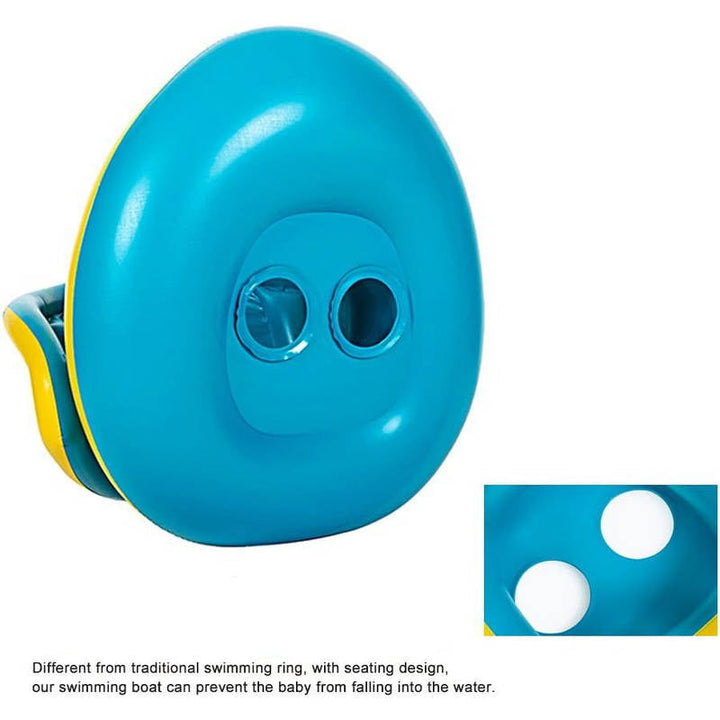 Kids Swim Trainer Pool Float with Sun Shade, Inflatable Swim Ring PVC Baby Toddler Float