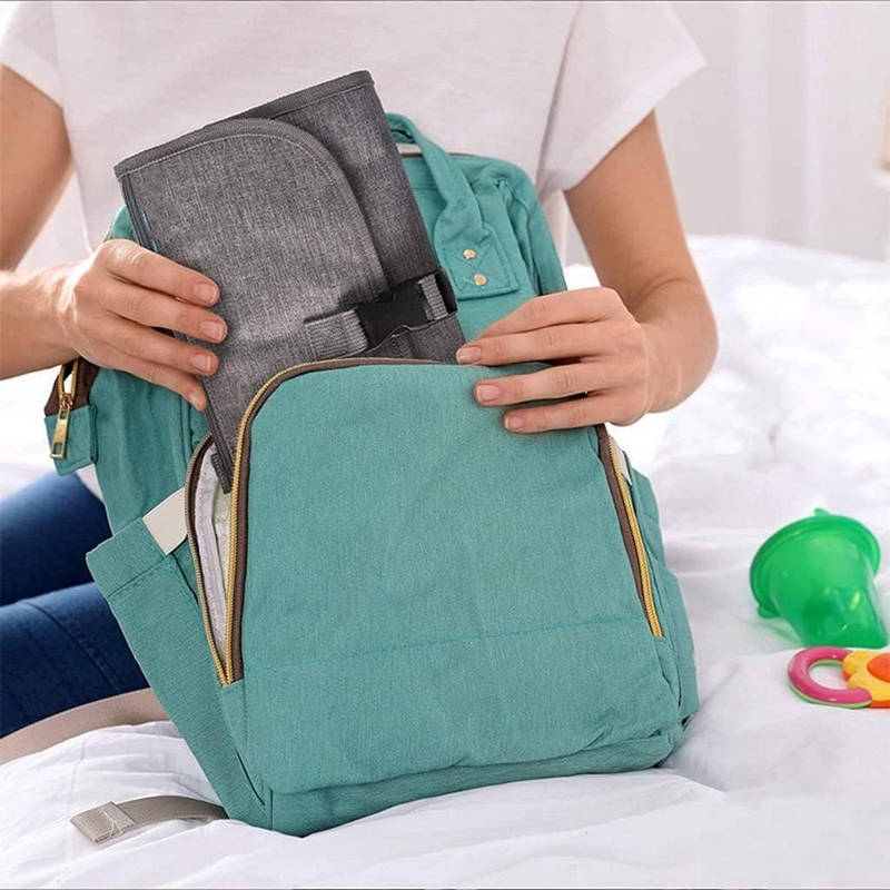 Portable Diaper Changing Pad with Wipes Pocket, Baby Travel Changing Mat Bag Infant Station Kit Grey