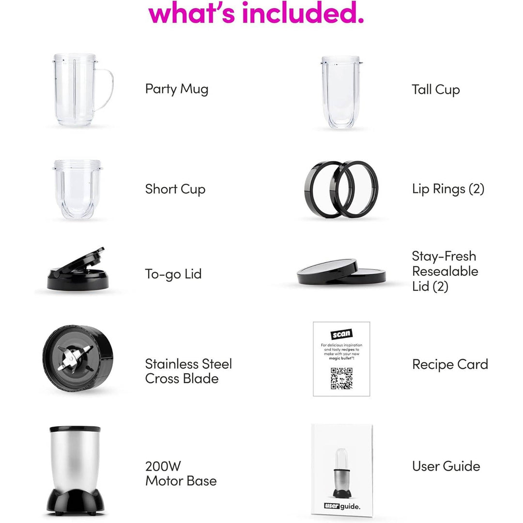 Small Bullet Blender 11 Piece Set, Compact Single Serve Blender for Shakes and Smoothies, Black