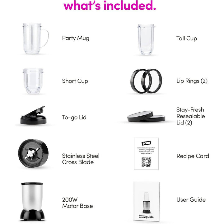 Small Bullet Blender 11 Piece Set, Compact Single Serve Blender for Shakes and Smoothies, Black
