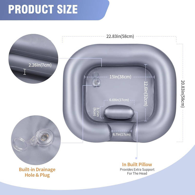 Portable Inflatable Shampoo Basin with Neck Support for Home Hair Washing