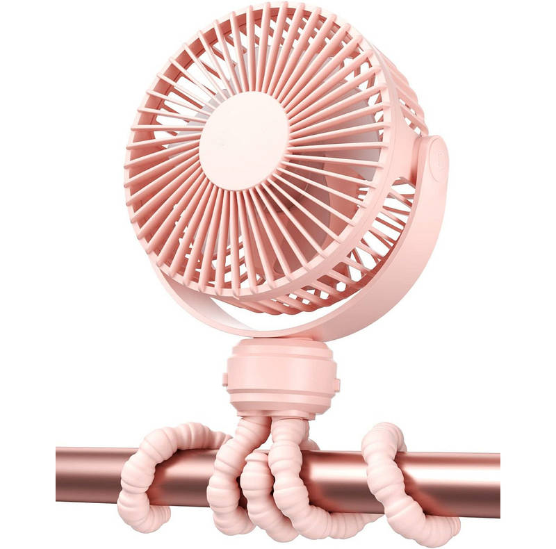 Portable Stroller Fan USB C Rechargeable, 5 Speed Quiet Baby Clip Fan with LED Display 10H Battery for Car Seat Crib Travel