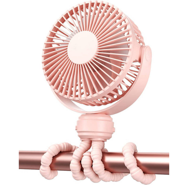 Portable Stroller Fan USB C Rechargeable, 5 Speed Quiet Baby Clip Fan with LED Display 10H Battery for Car Seat Crib Travel