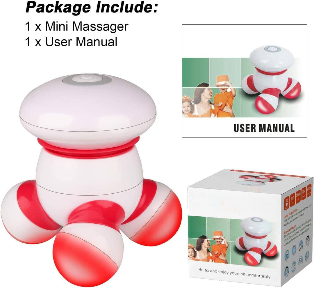 Handheld Body Massager Portable Mini Vibrating Massager with LED Light, Battery Operated for Neck Back Arms Legs Pain Relief Easy Grip