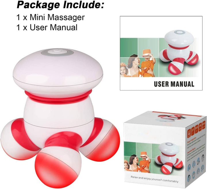 Handheld Body Massager Portable Mini Vibrating Massager with LED Light, Battery Operated for Neck Back Arms Legs Pain Relief Easy Grip