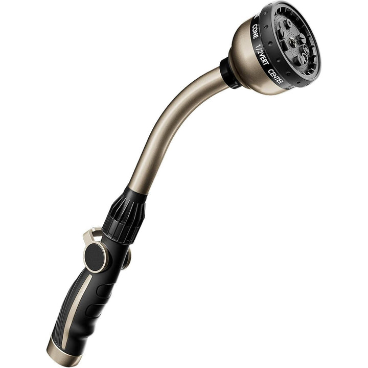 Heavy Duty Metal Garden Watering Wand, 15 Inch Hose Nozzle Sprayer with 10 Spray Patterns and Thumb Flow Control