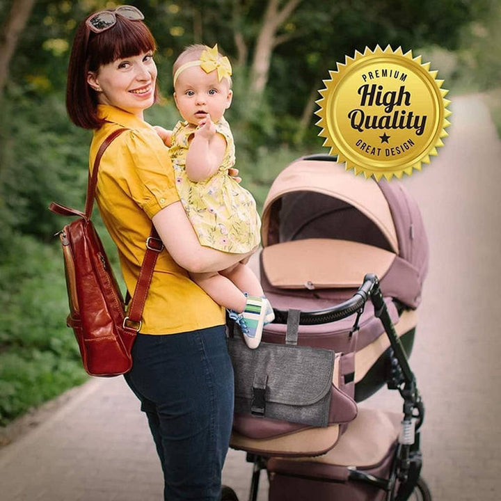 Portable Diaper Changing Pad with Wipes Pocket, Baby Travel Changing Mat Bag Infant Station Kit Grey