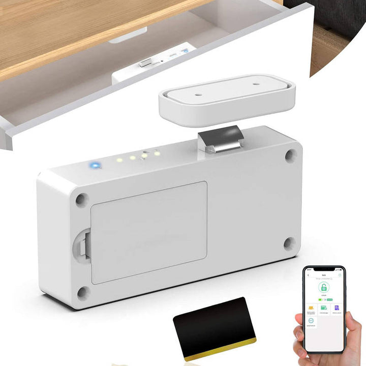 Magnetic Cabinet Lock No Drill Adhesive, App Controlled Keyless Baby Safety Lock with 5 Unlock Methods