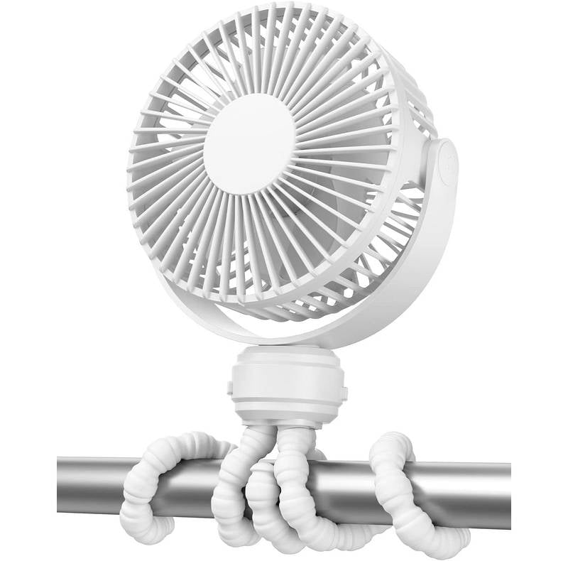 Portable Stroller Fan USB C Rechargeable, 5 Speed Quiet Baby Clip Fan with LED Display 10H Battery for Car Seat Crib Travel