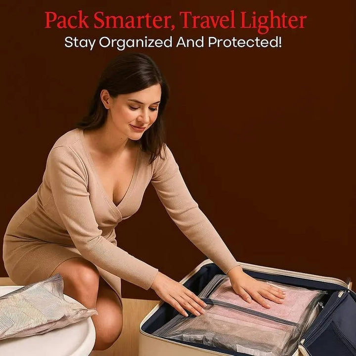 Cordless Travel Vacuum Compression Set, 15 Piece Space Saving Vacuum Bags for Clothes with Pump, 140L Min Air Removal for Carry On and Travel