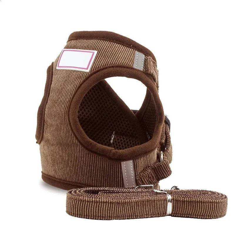 Reflective Corduroy Dog Harness and Leash Set, Breathable Chest Strap Walking Set for Small and Medium Pets