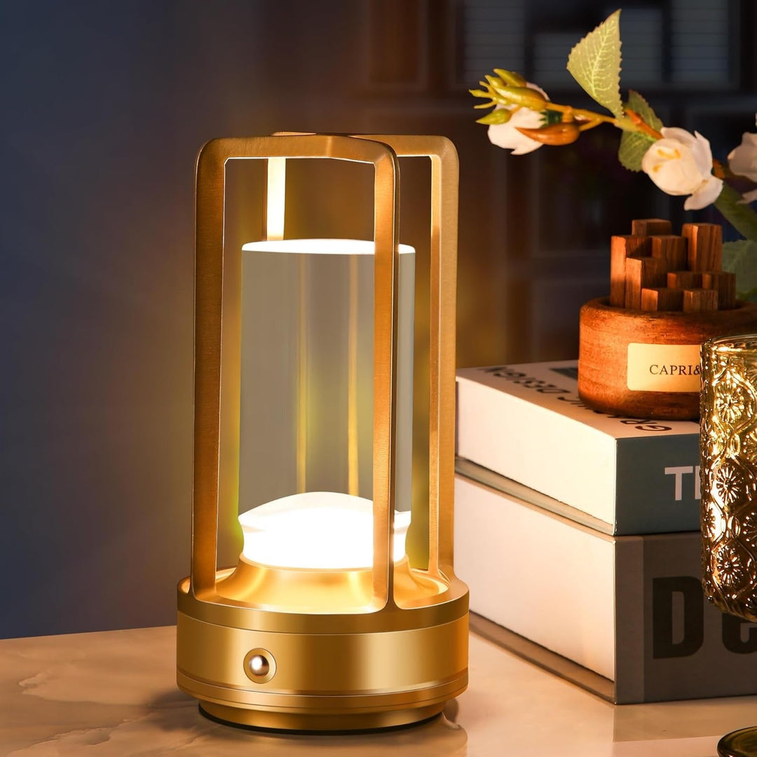 Crystal Lantern Table Lamp with 3 Level Touch Dimmer and Waterproof Design
