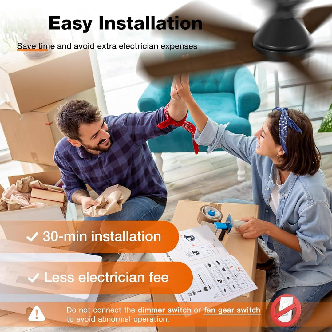 Low Profile Ceiling Fan with Light 42 52 Inch, Flush Mount Dimmable Reversible Fan with Remote for Bedroom Patio