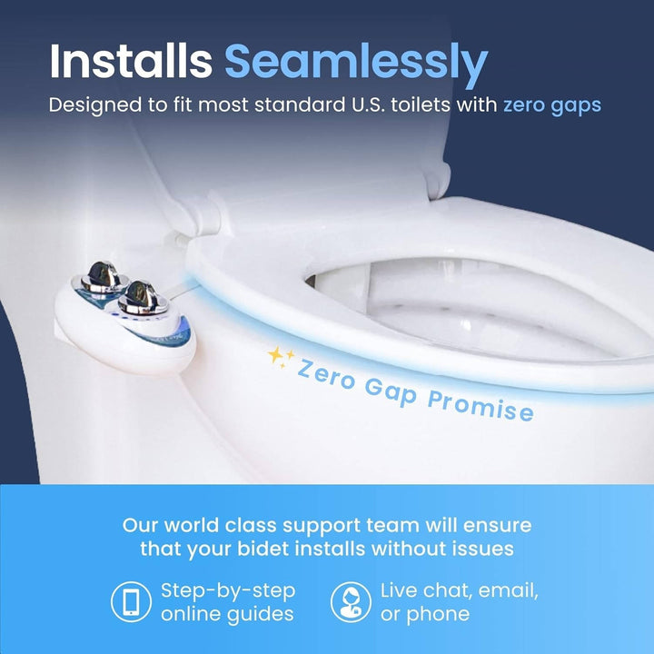 Self Cleaning Non Electric Bidet Attachment, Single Nozzle, Adjustable Water Pressure for Toilet Seat
