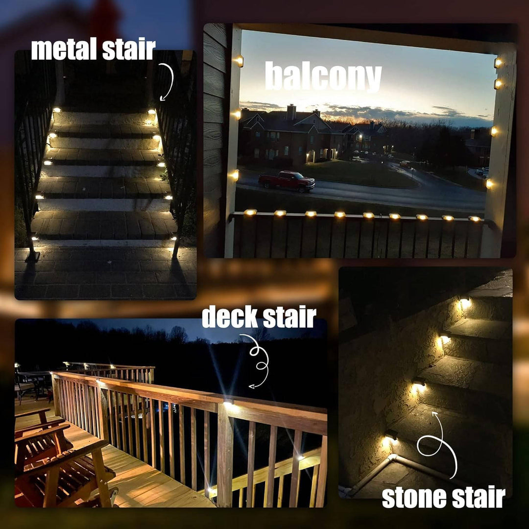 16 Pack Outdoor Solar Deck Lights, Waterproof Warm White LED Step Lights for Stairs, Fences, Patios, and Pathways