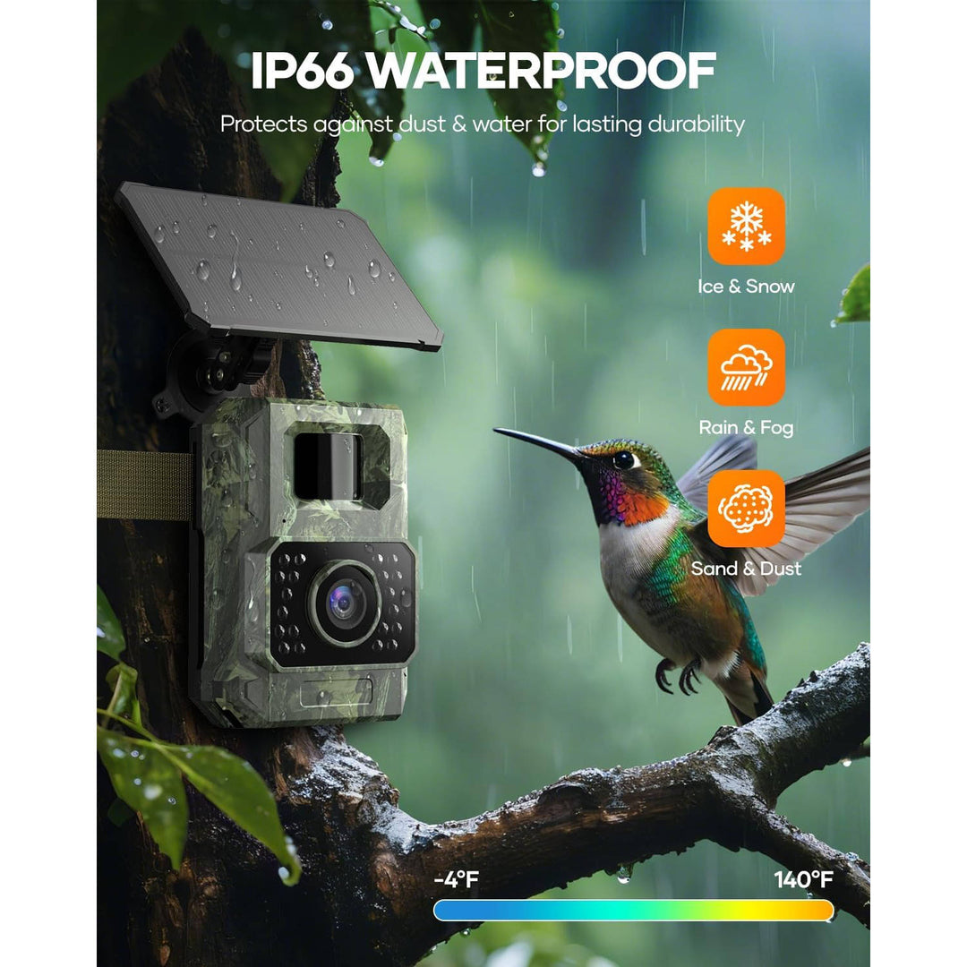 WiFi Wireless Solar Trail Camera with Night Vision, 48MP, 30FPS