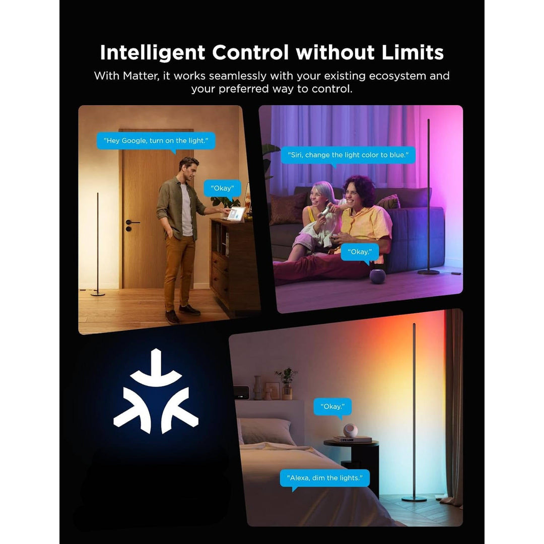 1000lm LED Corner Floor Lamp Compatible with SmartThings, Alexa, and Matter
