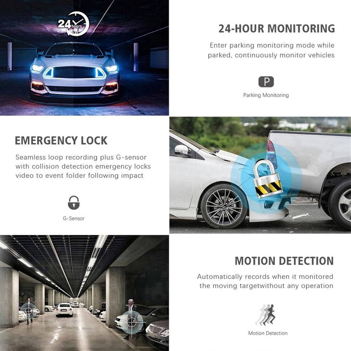 Car Dashcam Front and Rear with 2 Inch Display Screen, High Resolution, Parking Monitor